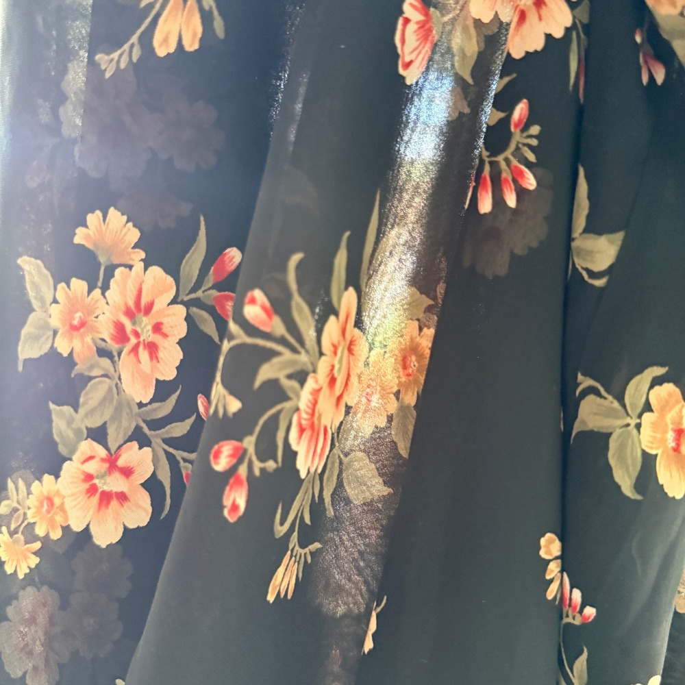 Express Compagnie Internationale Vintage 90s Womens Floral Midi Skirt, Black, M - Picture 7 of 9